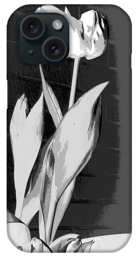 Tulip Viva B-w iPhone Case featuring the photograph Tulip - Drama Queen-b-w by VIVA Anderson