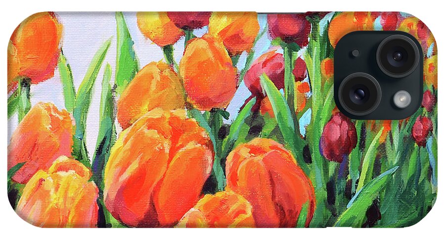 Tulips iPhone Case featuring the painting Tulip Parade by Karen Ilari