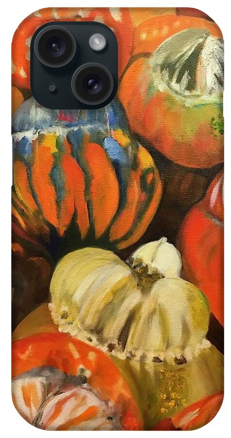 Turban Squash iPhone Case featuring the painting Turbans From My Fall Garden by Juliette Becker