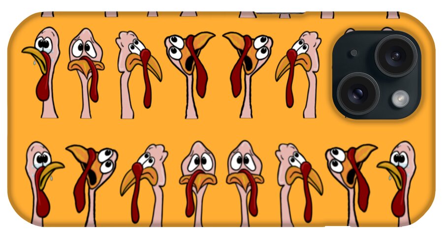 Turkey iPhone Case featuring the mixed media Turkey Toon Facemask Design by Judy Cuddehe