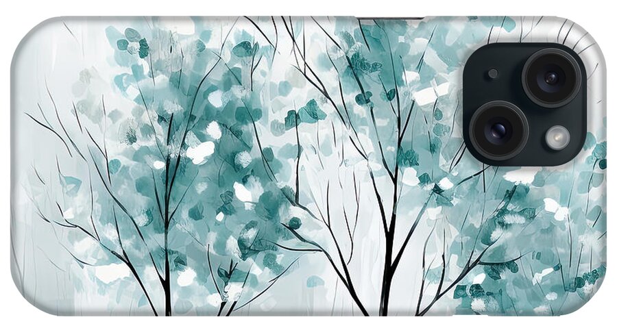 Blue iPhone Case featuring the painting Turquoise And Gray by Lourry Legarde
