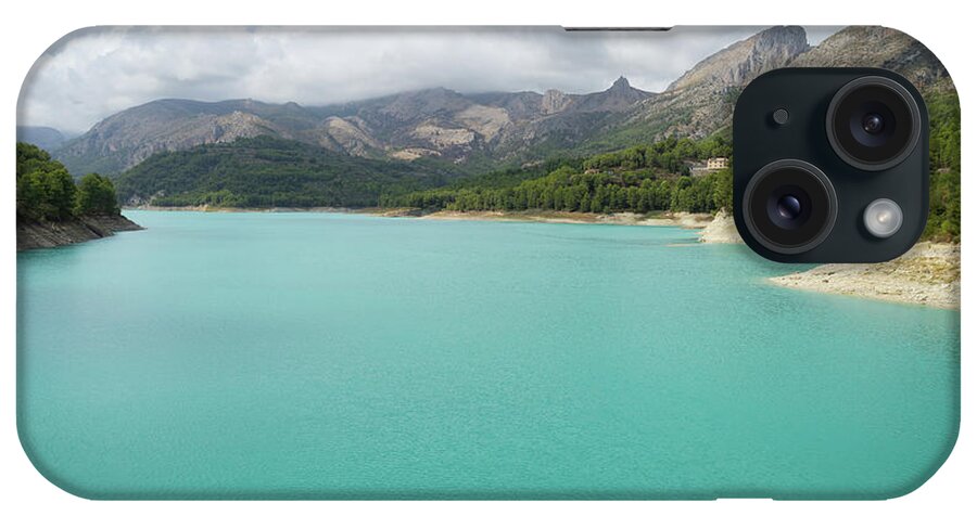 Guadalest iPhone 15 Case featuring the photograph Turquoise blue water and mountain landscape by Adriana Mueller