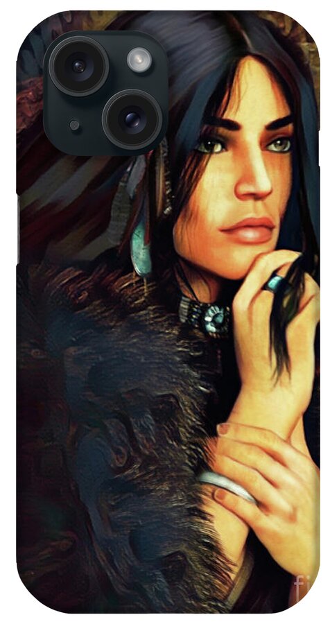 Indigenous Dreamer iPhone Case featuring the digital art Turquoise Dreamer by Shanina Conway