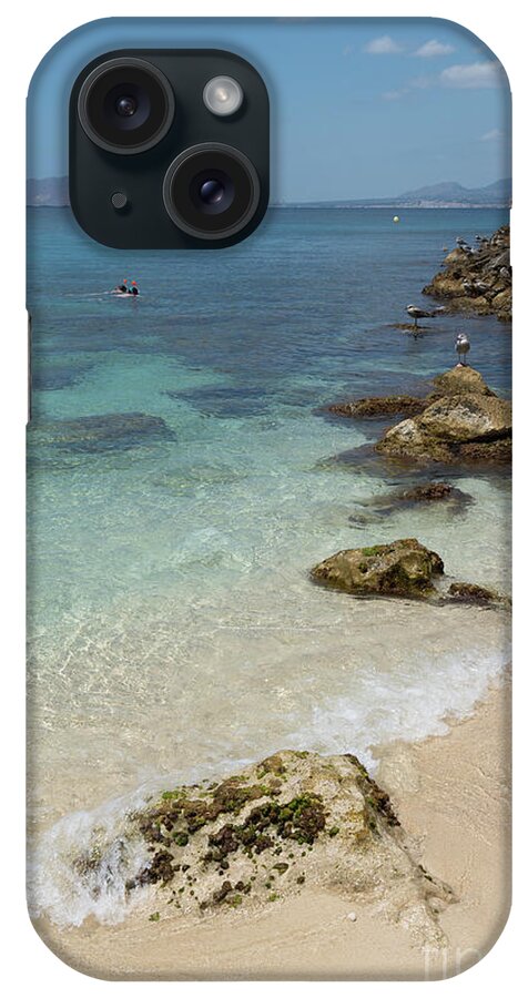 Mediterranean iPhone Case featuring the photograph Turquoise blue sea water and rocks in Calpe 3 by Adriana Mueller