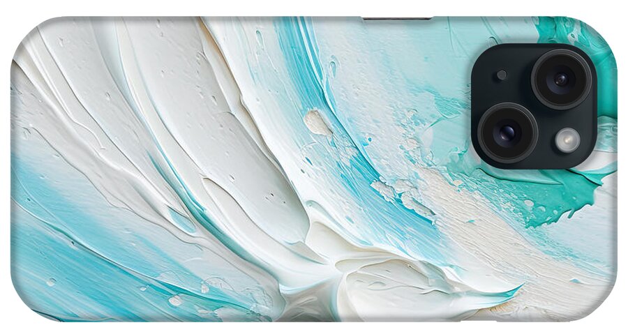 Seashell iPhone Case featuring the painting Turquoise Seascapes - Waves Art by Lourry Legarde