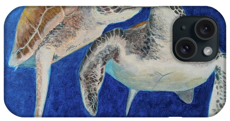 Sea Turtles iPhone Case featuring the painting Turtle Honeymoon by Mike Jenkins