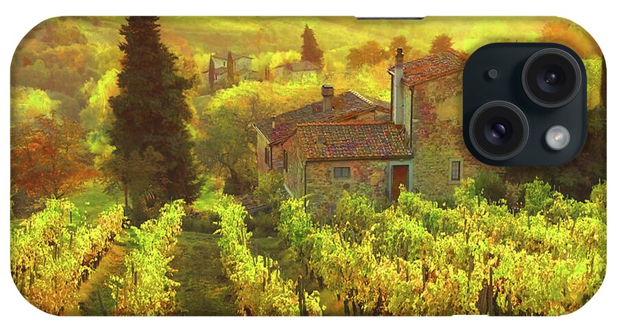 Painting iPhone Case featuring the digital art Tuscany Landscape 2 by Lutz Roland Lehn