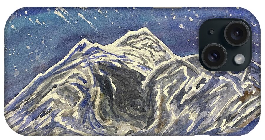 Mt Baker iPhone Case featuring the painting Twilight Mountain by Lisa Neuman