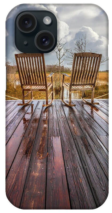 Clouds iPhone Case featuring the photograph Two Chairs after the Rain by Debra and Dave Vanderlaan