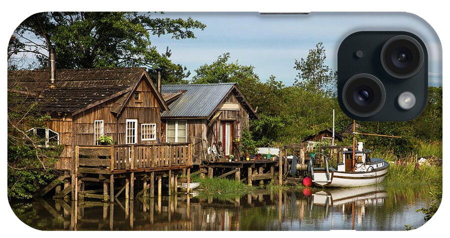 Alex Lyubar iPhone Case featuring the photograph Two Fishermen's Houses in the Slough by Alex Lyubar