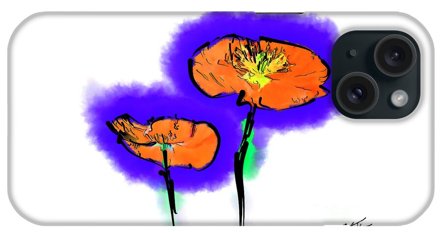 Abstract iPhone Case featuring the digital art Two Poppies by Kirt Tisdale
