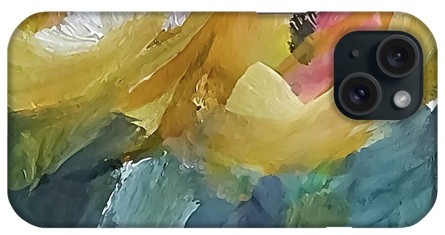 Impressionistic iPhone Case featuring the painting Two Small Yellow Flowers Looking Upward by Lisa Kaiser