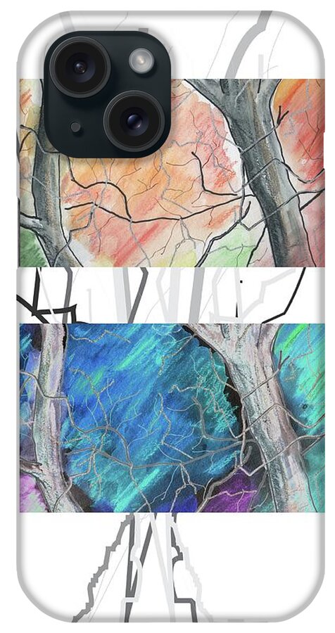 Contemporary iPhone Case featuring the digital art Two Trees by Ted Clifton