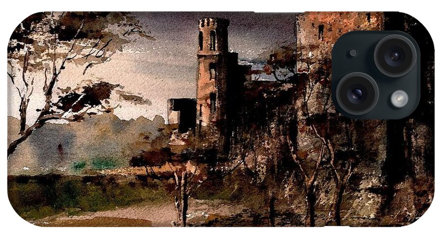  iPhone Case featuring the painting Twylight storm on Blarney Castle, Cork by Val Byrne
