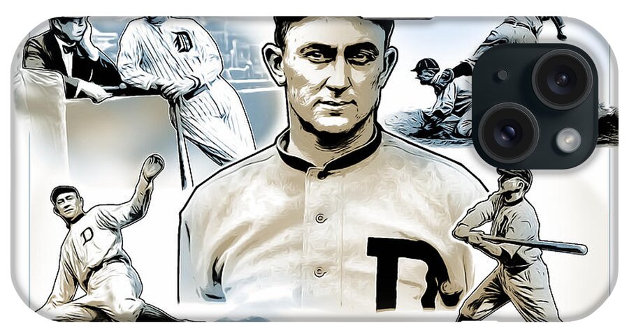 Ty Cobb iPhone Case featuring the drawing Ty Cobb Montage by Greg Joens