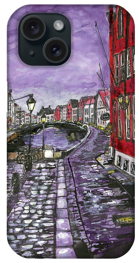 Bruges iPhone Case featuring the painting Under a Violet Sky by Eileen Backman