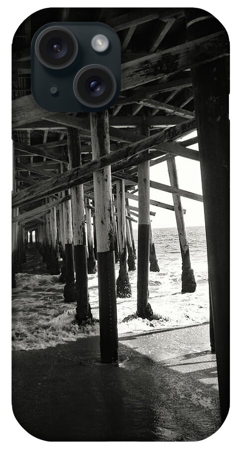 Black iPhone Case featuring the photograph Under Balboa's Pier B/W by Carolyn Stagger Cokley