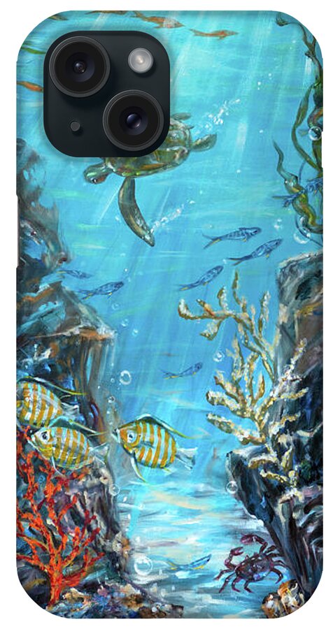 Coral iPhone Case featuring the painting Underwater Fantasy by Linda Olsen