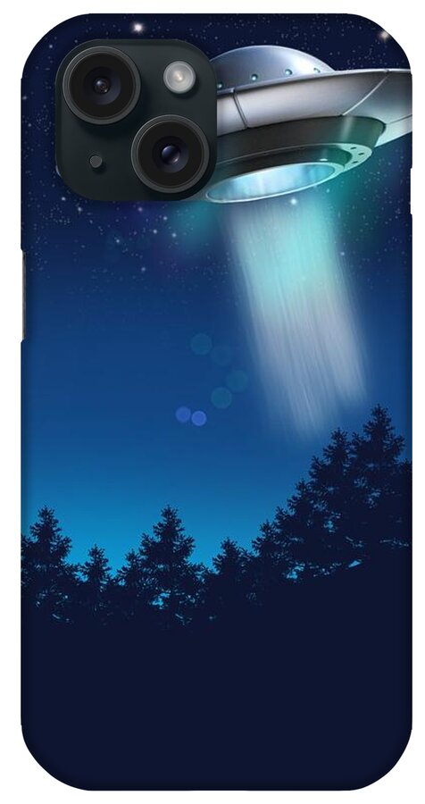 Ufo iPhone Case featuring the digital art Unexplained Visitors #1 by Eva Sawyer