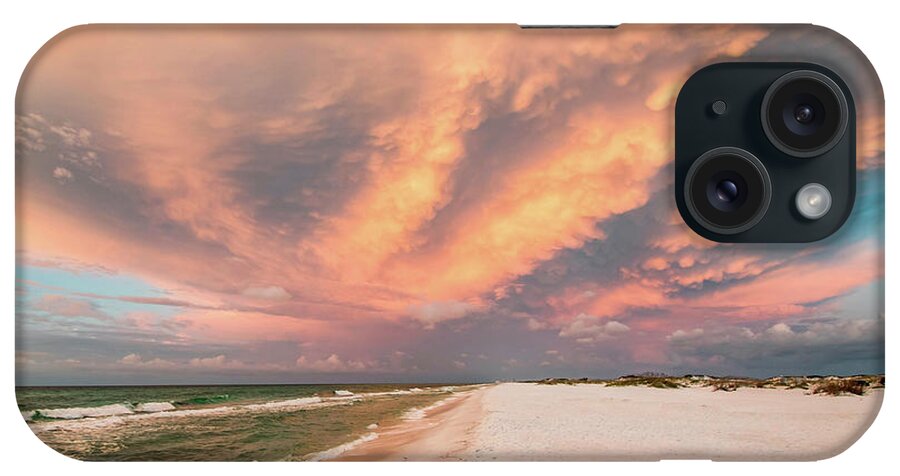 Unique iPhone Case featuring the photograph Unique Sunset Skies on the Beach by Beachtown Views