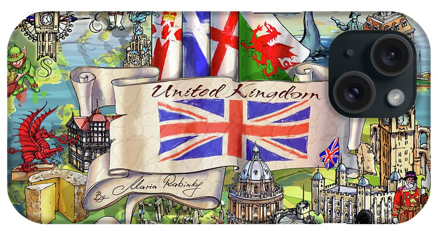 United Kingdom iPhone Case featuring the digital art United Kingdom Illustration by Maria Rabinky