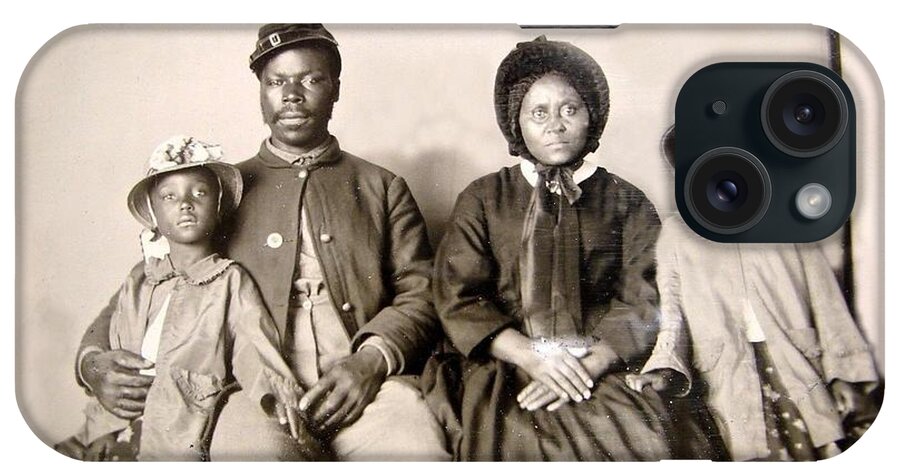 Black Americana iPhone Case featuring the photograph African American Union Soldier Family, 1864 by Kim Kent