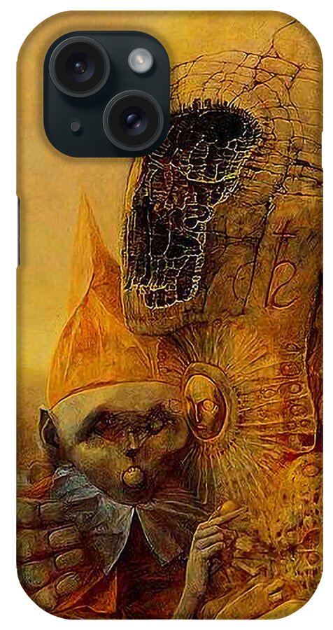 The Gnome iPhone Case featuring the painting Untitled - The Gnome by Zdzislaw Beksinski