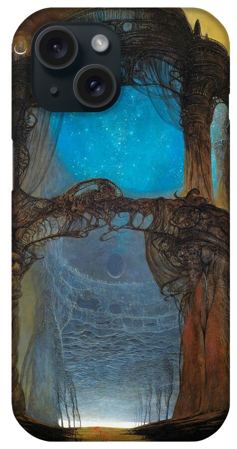 The Portal iPhone Case featuring the painting Untitled - The Portal by Zdzislaw Beksinski