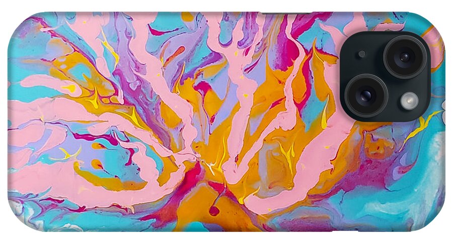 Abstract iPhone Case featuring the painting Upbeat by Christine Bolden