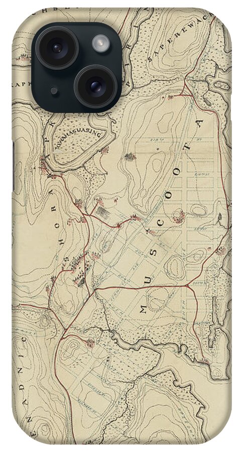 Map iPhone Case featuring the painting Upper Manhattan, comprising the Inwood Valley, the Dyckman tract and Marble Hill, Map V by MotionAge Designs