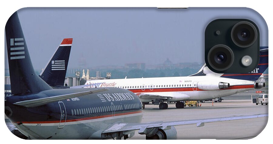 Us Airways iPhone Case featuring the photograph US Airways Boeing 737s at Washington Reagan Airport by Erik Simonsen