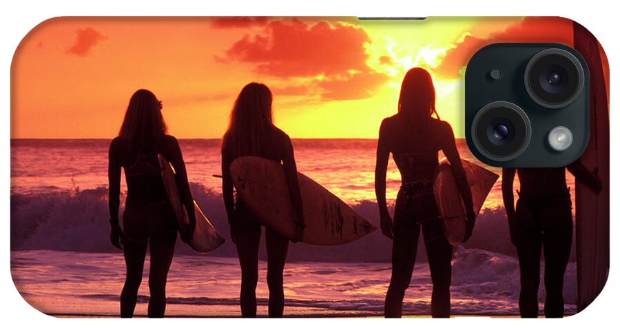 Surf iPhone Case featuring the photograph Us Girls Sunset by Sean Davey
