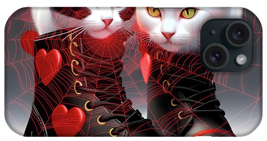 Valentine Day iPhone Case featuring the digital art Valentine Cats by Eva Lechner
