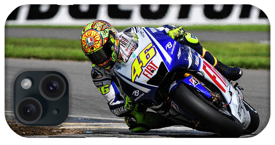 Valentino Rossi iPhone Case featuring the photograph Valentino Rossi Donington Park 2009 by Tony Goldsmith