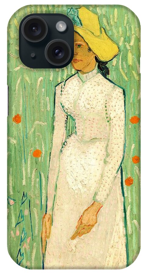 Vincent iPhone Case featuring the painting Van Goghs Girl in White by Vincent Van Gogh