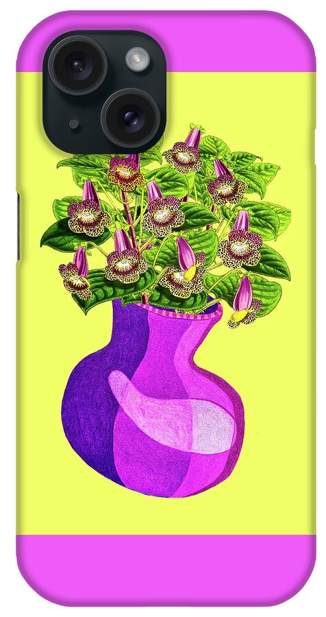 Bouquet Art iPhone Case featuring the mixed media Vase of purple flowers by Lorena Cassady