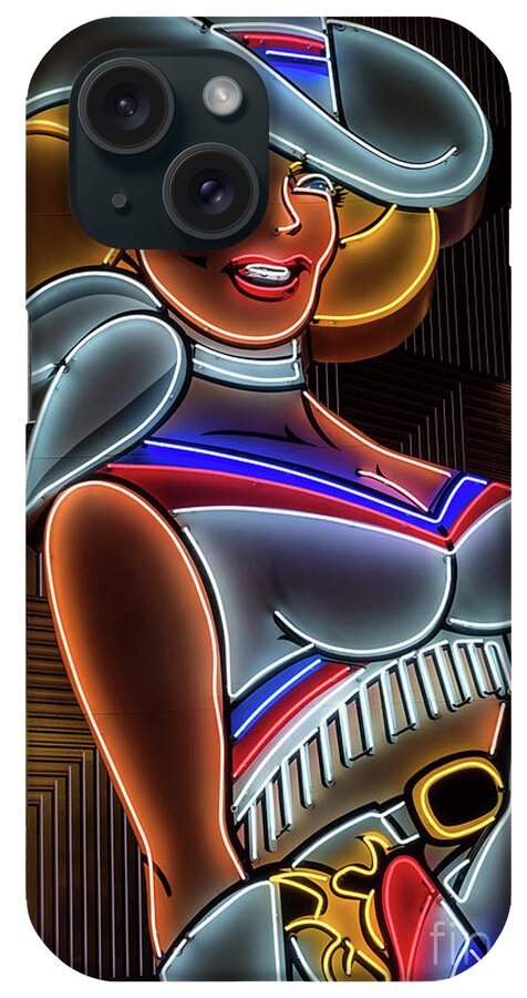 Vegas Vickie iPhone Case featuring the photograph Vegas Vickie Neon Sign Profile Portrait Macro by Aloha Art