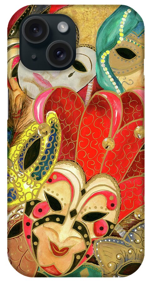 Masks iPhone Case featuring the painting Venetian Masks by Barbara Landry