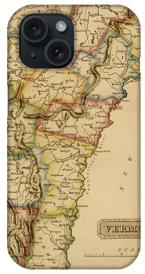 Vermont iPhone Case featuring the drawing Vermont 1817 by Vintage Maps
