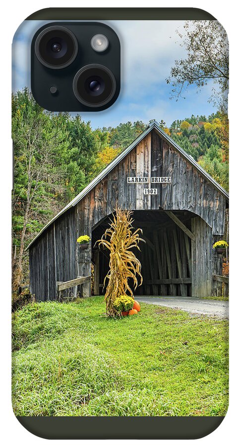 Bridge iPhone Case featuring the photograph Vermont Autumn at Larkin Covered Bridge by Ron Long Ltd Photography