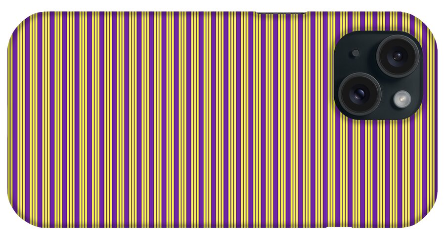 Pattern iPhone Case featuring the painting Vertical Chalk And Double Pin Stripe Pattern in Sunny Yellow And Iris Purple n.2951 by Holy Rock Design