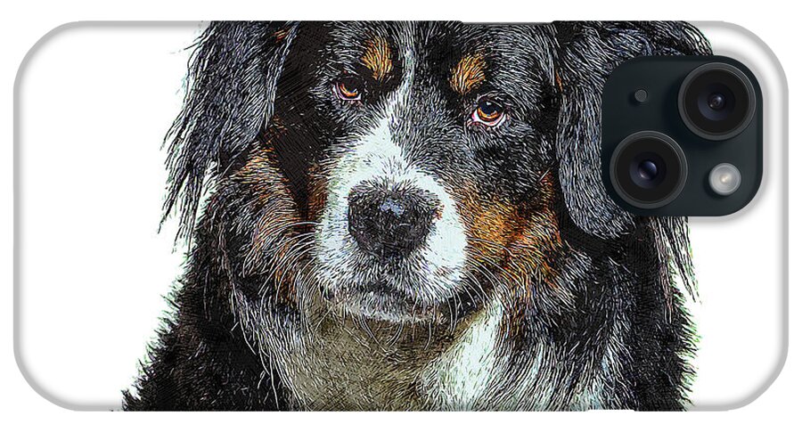 Bernese Mountain iPhone Case featuring the painting Very Smart Good Looker, Bernese Mountain Dog by Custom Pet Portrait Art Studio