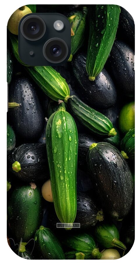 View From Top Photo Realism Cucumbers  Brittle Art iPhone Case featuring the painting view from top photo realism cucumbers  brittle by Asar Studios by Celestial Images