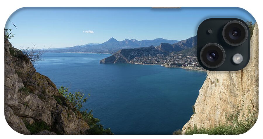 Mediterranean Sea iPhone Case featuring the photograph View of the Mediterranean Sea and cliffs by Adriana Mueller