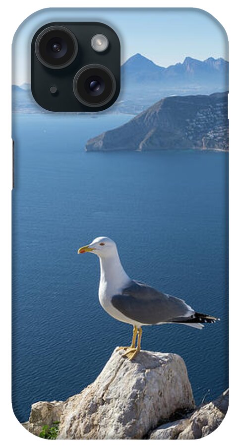 Seagull iPhone Case featuring the photograph View towards the mountains of the Mediterranean coast by Adriana Mueller