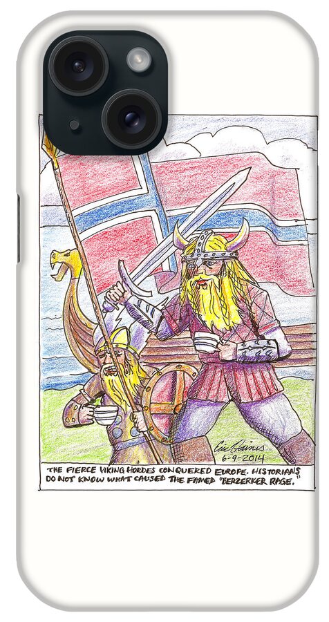 Viking iPhone Case featuring the drawing Viking Coffee Berserker Rage by Eric Haines