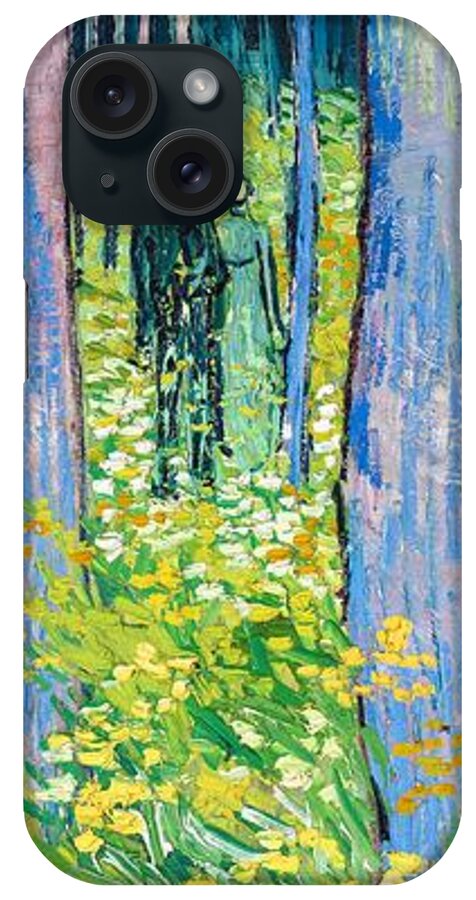 Undergrowth With Two Figures iPhone Case featuring the painting Vincent van Gogh - Undergrowth with Two Figures by Alexandra Arts