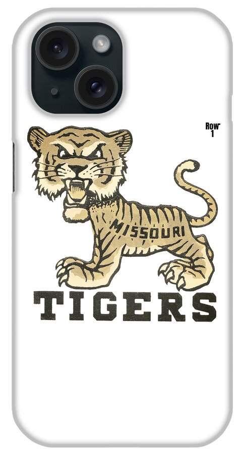 Missouri iPhone Case featuring the mixed media Vintage Fifties Missouri Tigers Art by Row One Brand