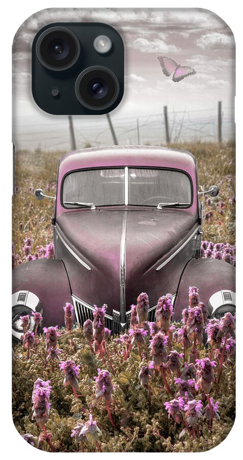 1938 iPhone Case featuring the photograph Vintage Ford in Pinks by Debra and Dave Vanderlaan