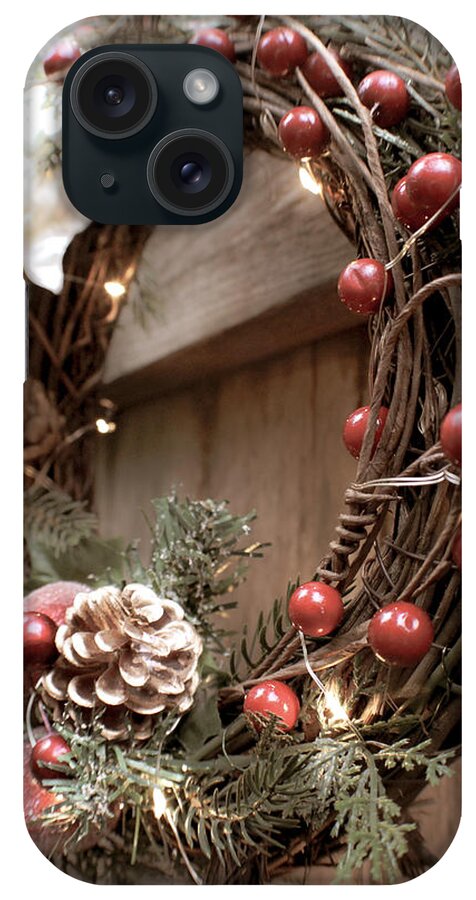 Merry Christmas iPhone Case featuring the photograph Vintage Holiday Wreath by W Craig Photography